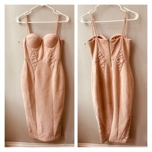 misha collection Revolve blush pink corset sleeveless bodycon dress wome…